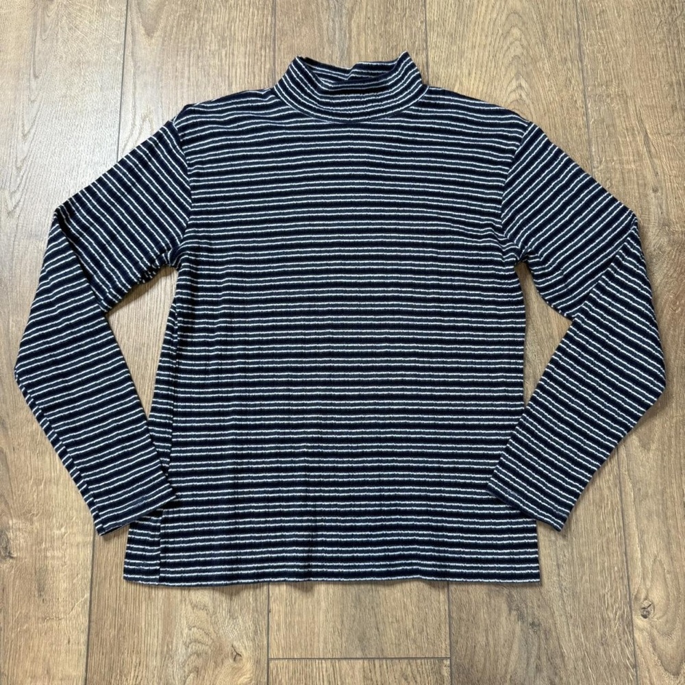 Brooks Brothers Black and White Striped Turtleneck Sweater